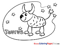 Taurus Kids Happy Birthday Coloring Pages