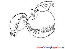 Apple Happy Bithday for Children free Coloring Pages