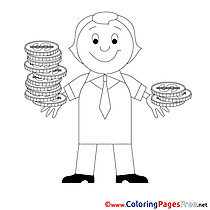 Coins for Kids Business Colouring Page