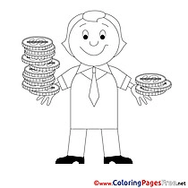 Coins for Kids Business Colouring Page