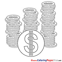 Coins Kids Business Coloring Page