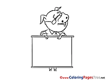 Pig free Colouring Page Business