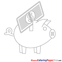Piggy Bank Colouring Page Business free