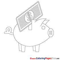 Piggy Bank Colouring Page Business free