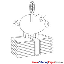 Piggy Bank for Kids Business Colouring Page