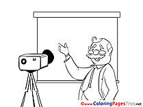 Projector Children Business Colouring Page