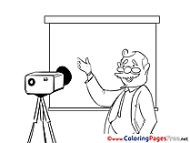Projector Children Business Colouring Page