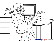 Secretary for Kids Business Colouring Page