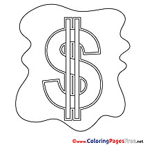 Symbol Dollar Kids Business Coloring Pages