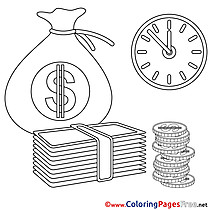 Time Money printable Business Coloring Sheets