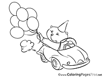 Bear Car for free Coloring Pages download