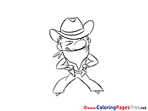 Cowboy for Kids printable Colouring Page