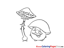 Mushrooms Kids download Coloring Pages