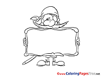 Pirate printable Coloring Pages for free