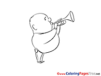 Trumpet Colouring Page printable free