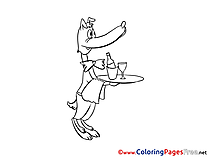 Waiter Colouring Sheet download free