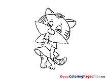 Animal Cat Kids free Coloring Page