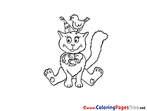 Bird Cat Kids free Coloring Page