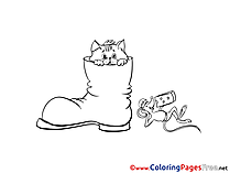 Boot Cat free Colouring Page download