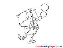 Bubbles Cat Children Coloring Pages free