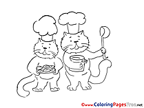 Cook Cats Children download Colouring Page