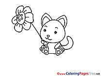 Flower Cat Children Coloring Pages free