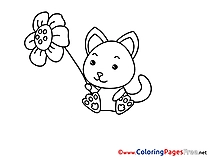 Flower Cat Children Coloring Pages free