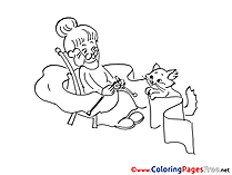 Grandmother Cat Coloring Sheets download free