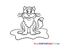 Happy Cat Colouring Sheet download free