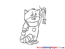Mouse Cat Children download Colouring Page