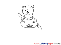 Mouse Cat Colouring Page printable free