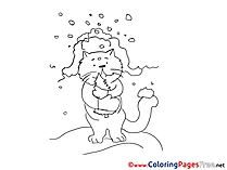 Winter Cat download printable Coloring Pages