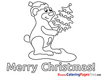 Bear free Christmas Coloring Sheets