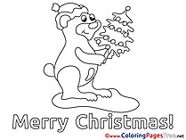 Bear free Christmas Coloring Sheets