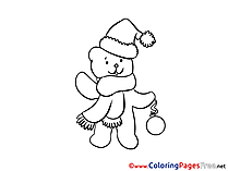 Bear Kids Christmas Coloring Page