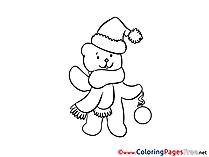 Bear Kids Christmas Coloring Page