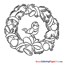 Bird Kids Christmas Coloring Page