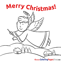 Boy Angel Colouring Page Christmas free