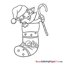 Cat Christmas free Coloring Pages