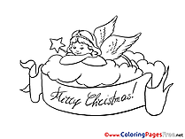 Cloud Angel for Kids Christmas Colouring Page