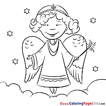 Clouds Angel Christmas Coloring Pages free