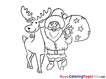 Deer Kids Christmas Coloring Pages