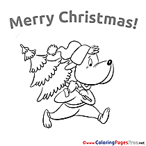 Dog free Christmas Coloring Sheets