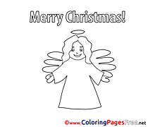 Girl Angel Kids Christmas Coloring Page