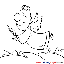 Happiness Angel printable Christmas Coloring Sheets