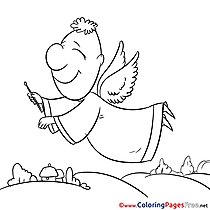 Happiness Angel printable Christmas Coloring Sheets