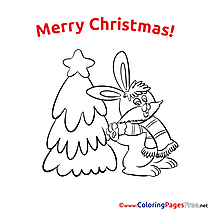 Hare Christmas Coloring Pages free