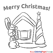 Hare Christmas free Coloring Pages