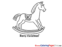Horse Kids Christmas Coloring Page