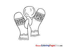 Mittens Christmas Coloring Pages free